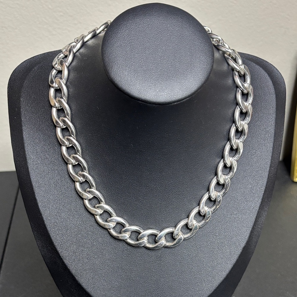 Express Silver Tone Rocker Chic Chain Link Y2K Necklace